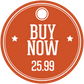 Orange “BUY NOW” circular discount sign sticker, price 25.99