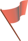 Red flag sticker on a brown stick, triangular fabric shape