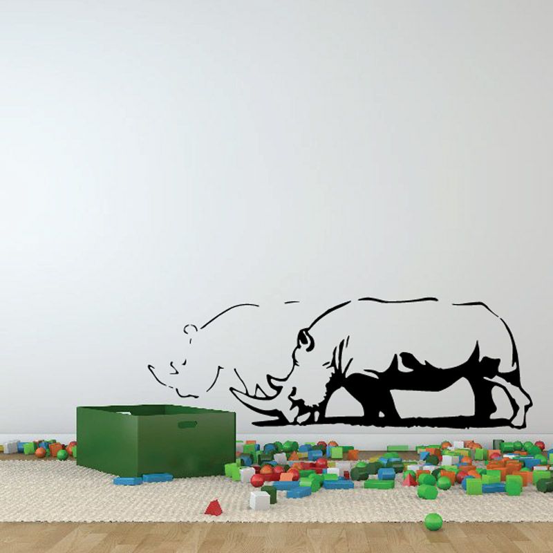 Image of Rhinos Grazing Decal