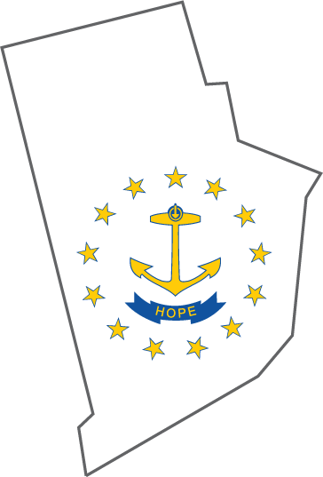 Rhode Island Shape State Flag Sticker, isolated printed sticker artwork