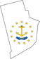 Rhode Island Shape State Flag Sticker, isolated printed sticker artwork