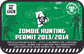 Zombie hunting permit sticker, green with permit No. 13420 and zombie silhouettes