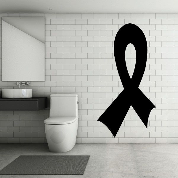 Asymmetrical left black ribbon decal with tapered loops and V-shaped tail
