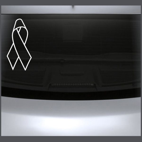 Outlined awareness ribbon decal, white
