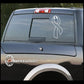 Curvy ribbon decal in white outline on a car window