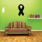 Awareness ribbon wall decal, black fabric-style ribbon