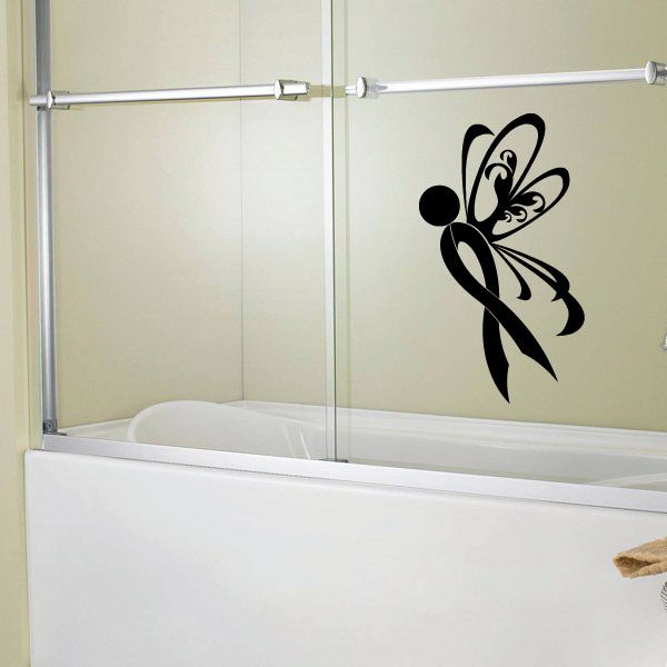 Black butterfly ribbon-left wall decal