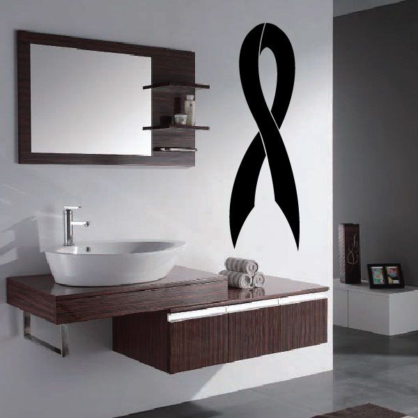 Black ribbon long overlap decal on wall