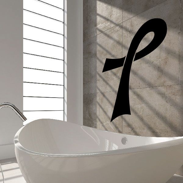 Long thin ribbon decal, black loop and tail on wall