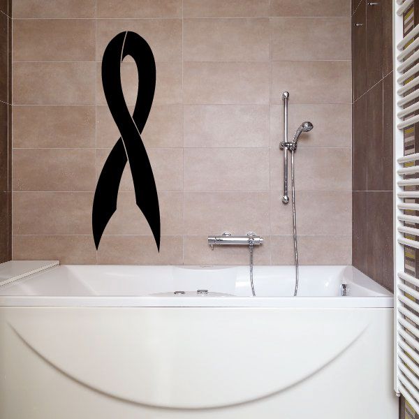 Black awareness ribbon decal with long downward curve design