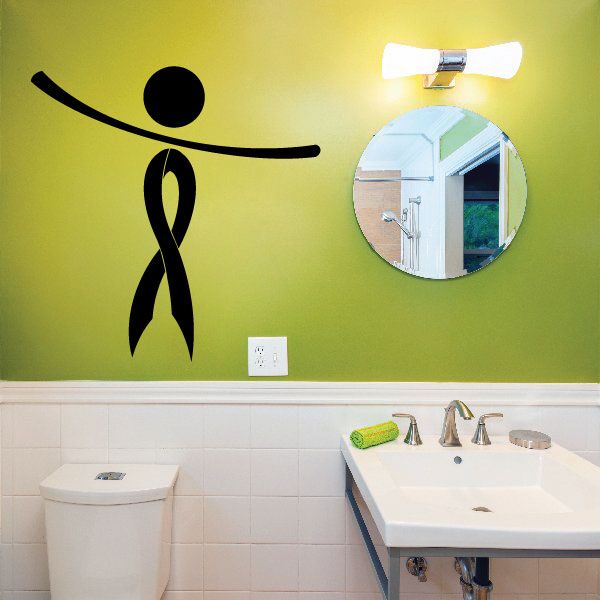 Black long person decal with raised right arm and flowing ribbon-like body