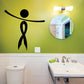 Black long person decal with raised right arm and flowing ribbon-like body