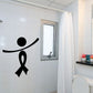 Black ribbon person wall decal, arms tilted left