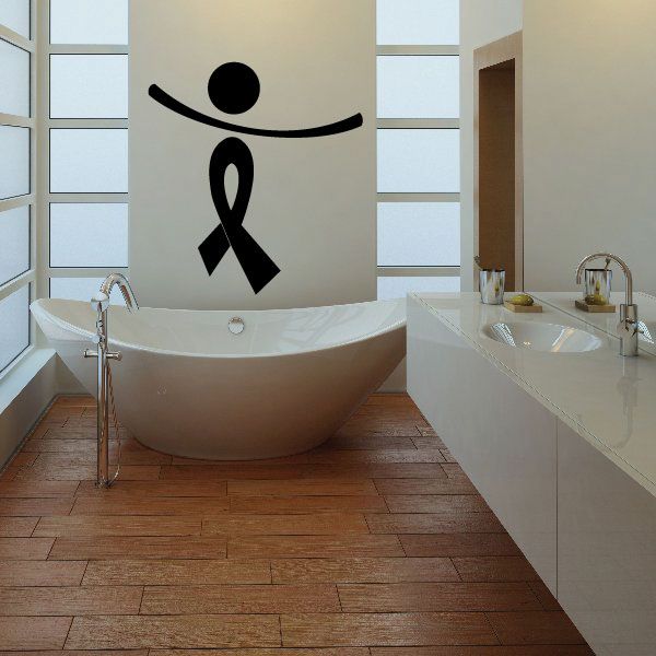 Black ribbon person decal with right-tilted arms