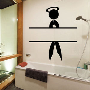Black wall decal of haloed person silhouette with ribbon bow