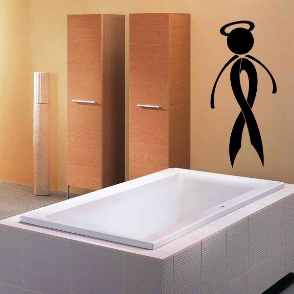 Black ribbon person with halo walking wall decal
