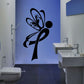Black butterfly ribbon wall decal with curled wings and ribbon bow