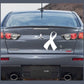 Right-curved ribbon decal on car trunk, white