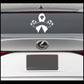White ribbon scroll decal with bow and hanging ribbon tails on a car trunk