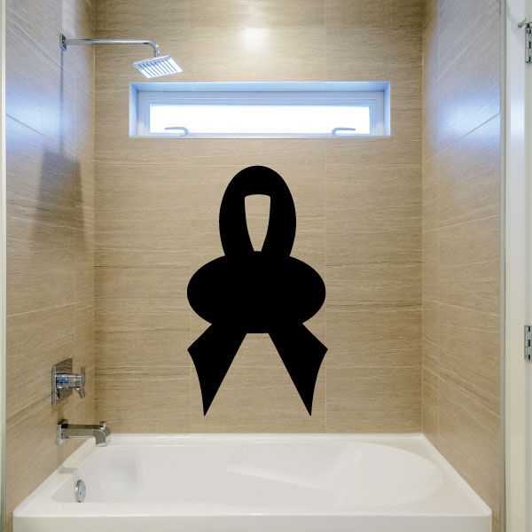 Black ribbon with solid oval decal, bow-style wall sticker