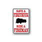 Firefighter wall decal sticker: SAVE A FIRETRUCK and RIDE A FIREMAN text with fire truck