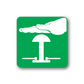 Green square service bell sticker with white hand-bell icon