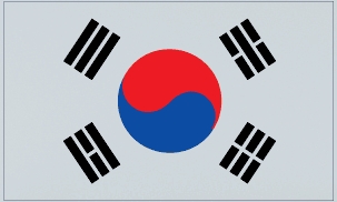 South Korea flag sticker with circular Taeguk symbol and four black trigrams