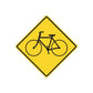 Road sign wall decal: yellow diamond bicycle symbol vinyl sticker