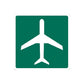 White airplane icon on green square road sign wall decal sticker