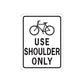 Road sign wall decal: bicycle icon with 'USE SHOULDER ONLY' text.