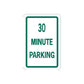 Road sign wall decal sticker: 30 minute parking sign, green and white, die-cut