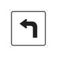 Road sign vinyl sticker: black left-turn arrow on a square border