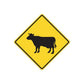 Road sign wall decal: yellow diamond with black cow silhouette