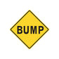 Yellow road sign decal sticker with black border and BUMP text in center