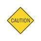 Caution road sign wall decal sticker, yellow diamond with CAUTION text