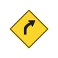 Road sign decal featuring yellow diamond with black right-turn arrow