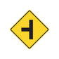 Yellow diamond road sign vinyl sticker with black cross symbol