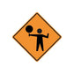 Traffic sign wall decal: orange diamond with walking figure