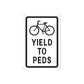 Road sign wall decal with bicycle icon and YIELD TO PEDS text