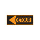 Detour road sign vinyl sticker with orange arrow and black sign background