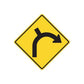 Yellow road sign decal with black right-turn arrow