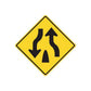 Yellow diamond road sign sticker with black arrows, vinyl die-cut decal