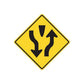 Yellow road sign vinyl sticker with black up and down arrows, diamond shape