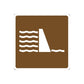 Road sign wall decal sticker with white flag and wavy lines on dark brown square