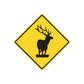 Yellow road sign deer vinyl decal, diamond shape with black silhouette