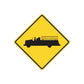 Yellow road sign wall decal with black truck silhouette in a diamond frame