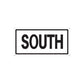 South road sign vinyl decal sticker, white with black border and SOUTH lettering