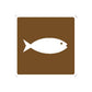 Fish road sign wall decal sticker, white fish icon on dark brown