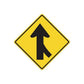 Road sign vinyl decal sticker with yellow diamond and black up-arrow