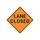 Road sign vinyl decal, orange diamond with LANE CLOSED lettering